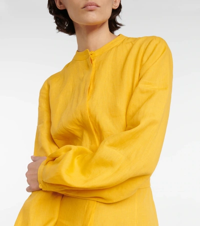Shop Gabriela Hearst Massey Linen Maxi Dress In Jasper Yellow