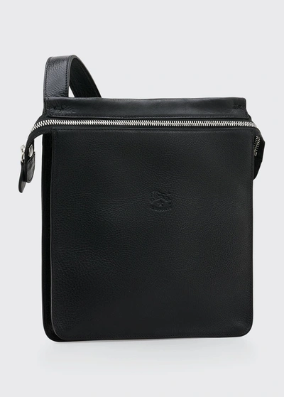 Shop Il Bisonte Men's Leather Crossbody Bag In Black
