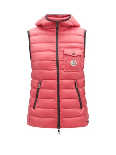 Moncler Glyco Water Resistant Hooded Down Puffer Vest In Fuxia | ModeSens