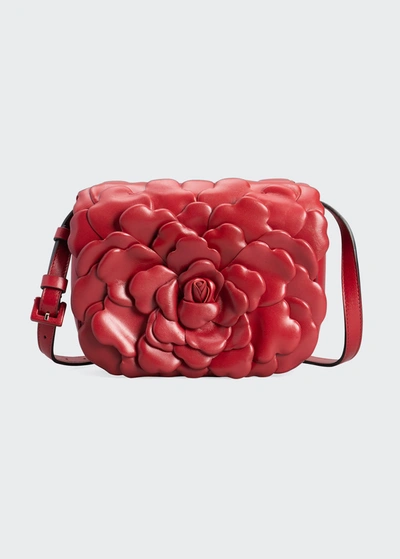 Shop Valentino Atelier Rose 03 Edition Leather Rose Small Shoulder Bag In Red