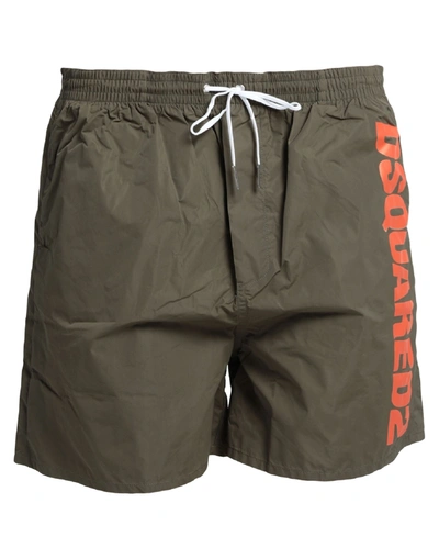 Shop Dsquared2 Swim Trunks In Military Green