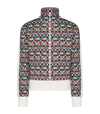 Shop Valentino Stripe-detail Optical Print Jacket In Multi