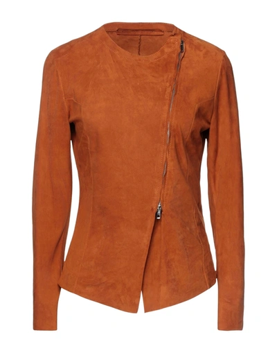 Shop Salvatore Santoro Woman Jacket Rust Size 8 Ovine Leather In Red