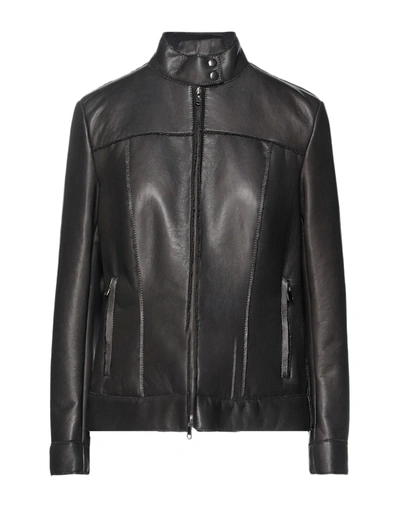 Shop Salvatore Santoro Woman Jacket Dark Brown Size 8 Ovine Leather