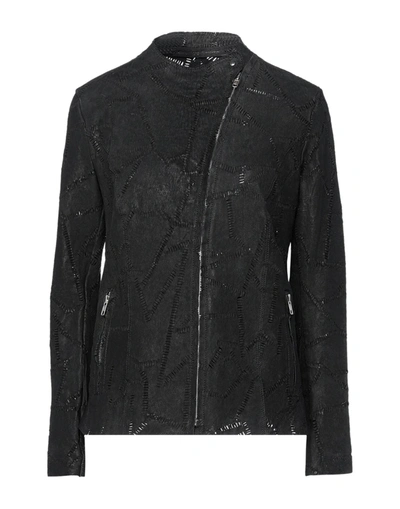 Shop Salvatore Santoro Woman Jacket Black Size 6 Ovine Leather