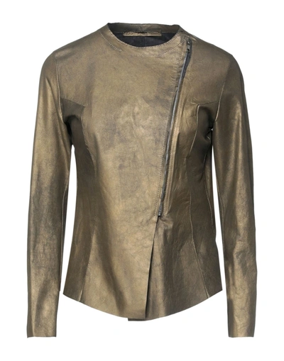 Shop Salvatore Santoro Woman Jacket Gold Size 8 Ovine Leather