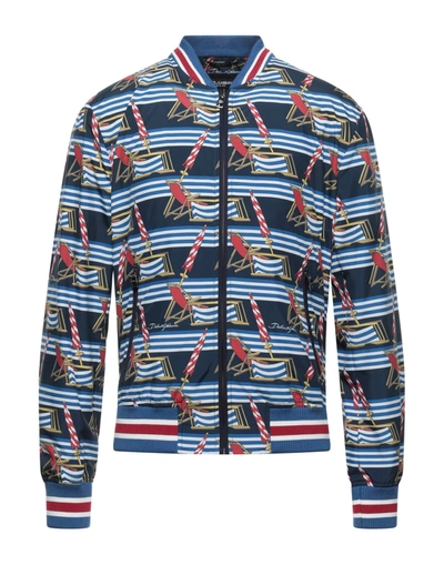 Shop Dolce & Gabbana Man Jacket Midnight Blue Size 48 Polyester, Cotton, Polyamide, Elastane
