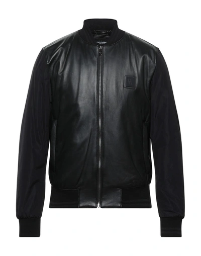 Shop Dolce & Gabbana Man Jacket Black Size 36 Lambskin, Polyester, Zamak, Wool, Synthetic Fibers