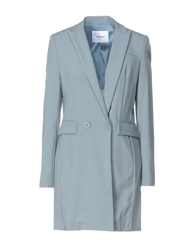 Shop Dondup Woman Overcoat & Trench Coat Slate Blue Size 6 Polyester, Viscose, Elastane