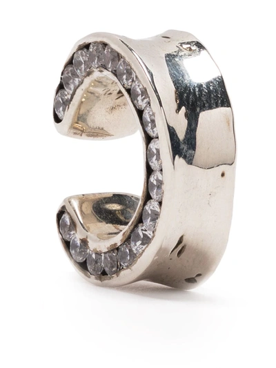 E.m. Sterling Silver Crystal Ear Cuff In Silver