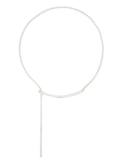 E.m. Sterling Silver Asymmetric Necklace In Silver
