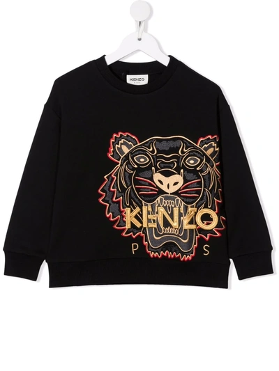 Shop Kenzo Embroidered-logo Sweatshirt In Black