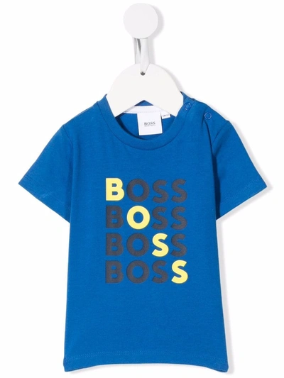 Shop Bosswear Logo-print T-shirt In Blue
