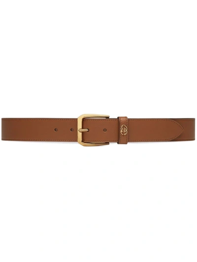 Shop Gucci Interlocking G-logo Belt In Brown