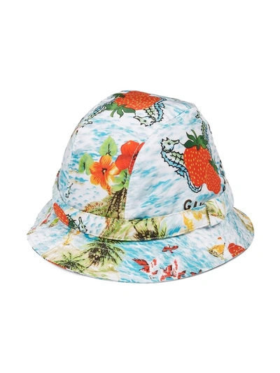 Shop Gucci Tropical-print Bucket Hat In Blue