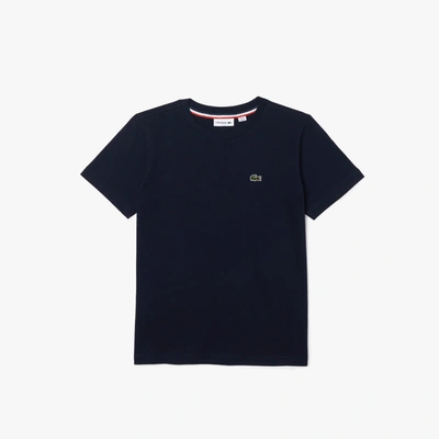 Shop Lacoste Kids' Crew Neck Cotton Jersey T-shirt  - 8 Years In Blue