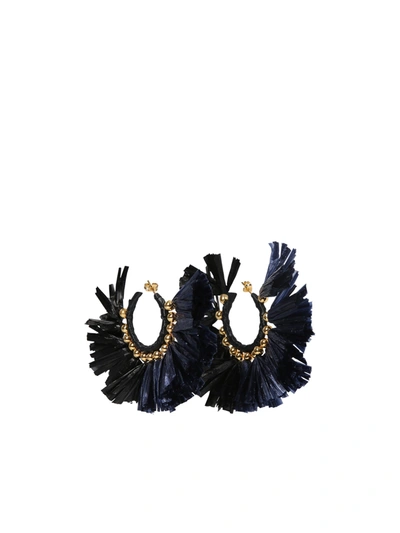 Shop La Doublej Raffia Earrings In Black