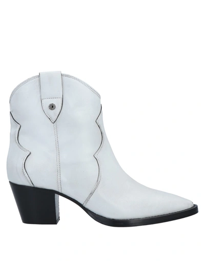 Shop Dondup Woman Ankle Boots Light Grey Size 10 Soft Leather