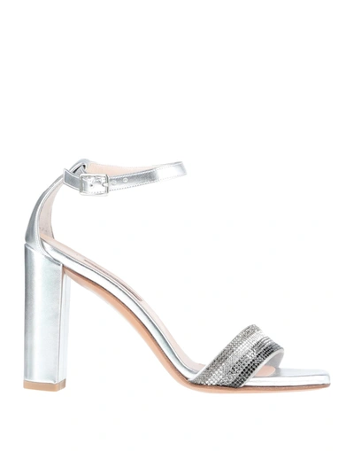 Shop Albano Woman Sandals Silver Size 7 Textile Fibers