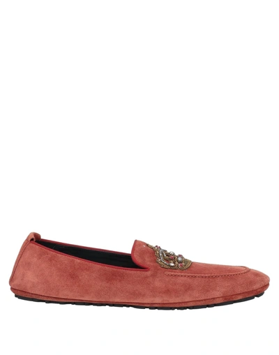 Shop Dolce & Gabbana Man Loafers Rust Size 6 Calfskin In Red