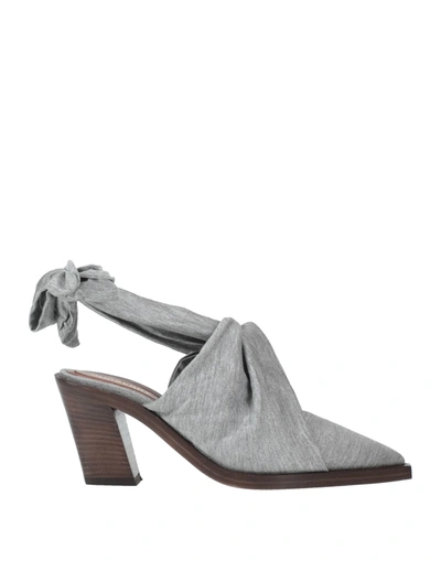 Shop Burberry Woman Mules & Clogs Grey Size 8 Textile Fibers