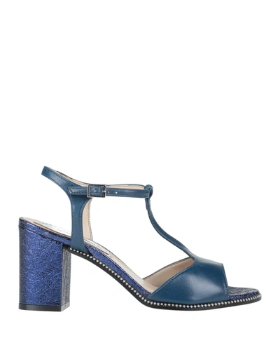 Shop Loretta Pettinari Woman Sandals Midnight Blue Size 8 Soft Leather