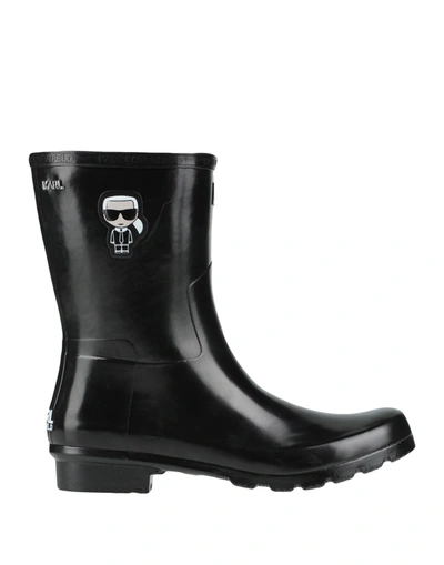 Shop Karl Lagerfeld Kalosh Ikonic Midi Hi Shine Woman Ankle Boots Black Size 7 Rubber