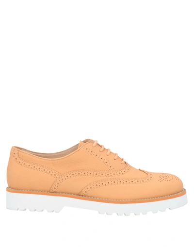 Shop Hogan Woman Lace-up Shoes Apricot Size 6.5 Leather In Orange