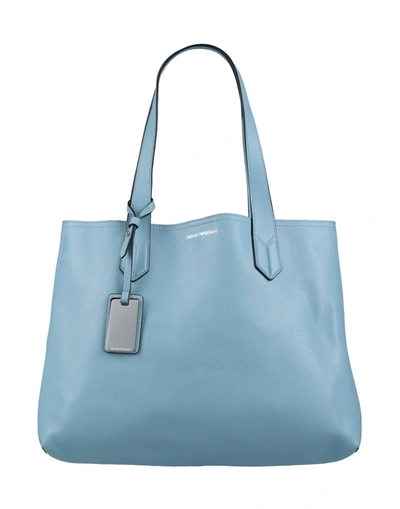 Shop Emporio Armani Woman Handbag Pastel Blue Size - Bovine Leather