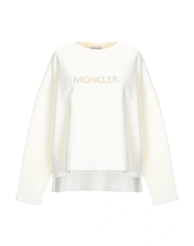 Shop Moncler Sweatshirts In Ivory