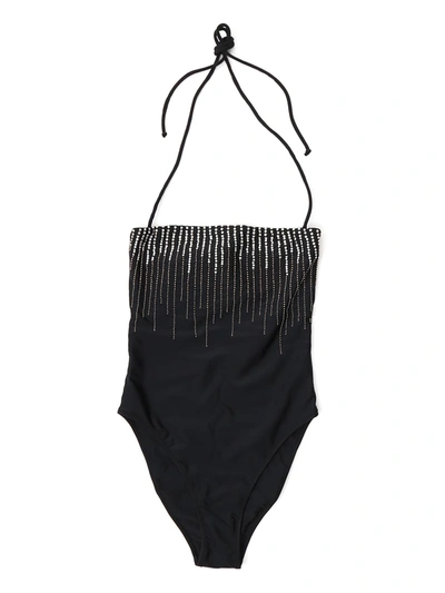 Shop Amen Embellished Strapped Swimsuit In Black