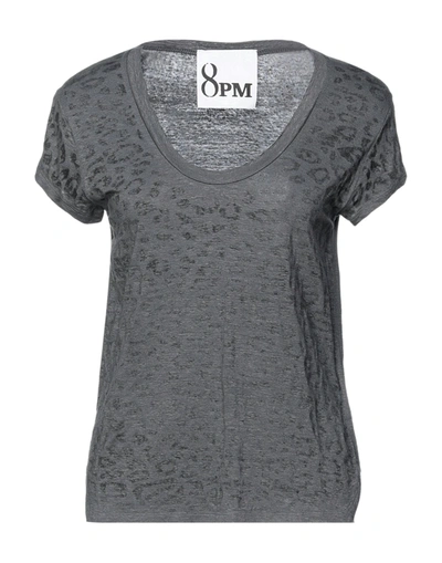 Shop 8pm Woman T-shirt Lead Size Xxs Linen, Elastane In Grey