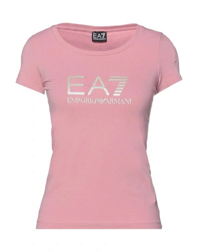 Shop Ea7 Woman T-shirt Pink Size Xs Cotton, Elastane