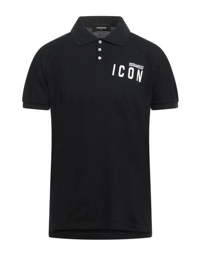 Dsquared2 Icon-print Polo Shirt In Black