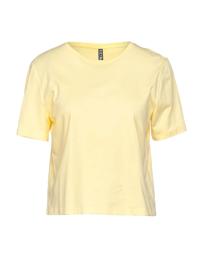Shop Pieces Woman T-shirt Yellow Size S Cotton