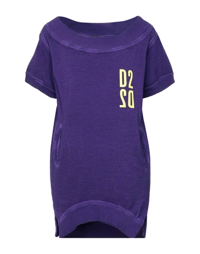 Shop Dsquared2 Woman Sweatshirt Purple Size Xs Cotton, Elastane