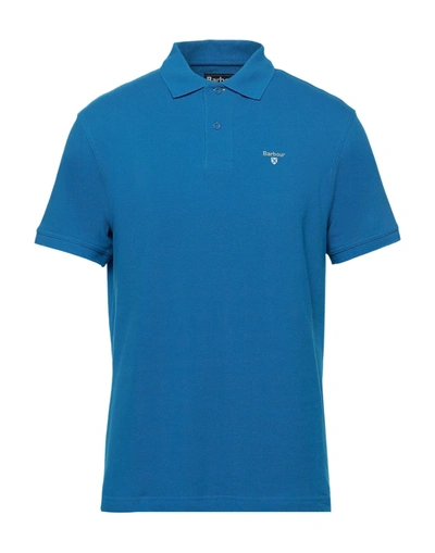 Shop Barbour Man Polo Shirt Azure Size Xxl Cotton In Blue
