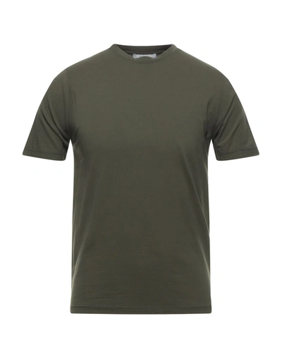 Shop Alpha Studio Man T-shirt Military Green Size 36 Cotton, Elastane
