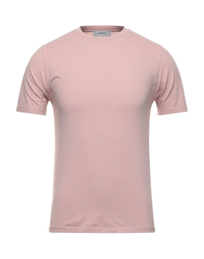 Shop Alpha Studio Man T-shirt Pink Size 40 Cotton, Elastane