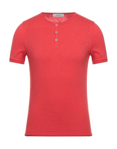 Shop Alpha Studio Man T-shirt Red Size 40 Cotton