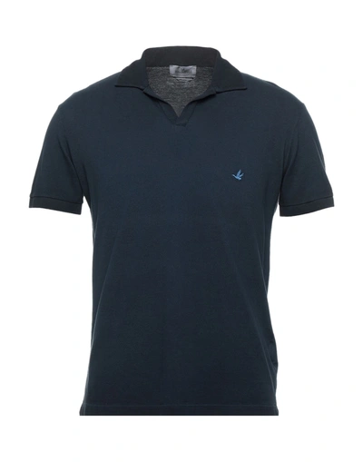 Shop Brooksfield Man Polo Shirt Midnight Blue Size 46 Cotton In Dark Blue
