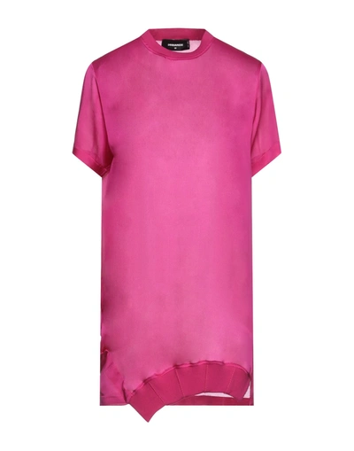 Shop Dsquared2 Woman Top Fuchsia Size 2 Silk, Cotton, Polyamide, Elastane In Pink