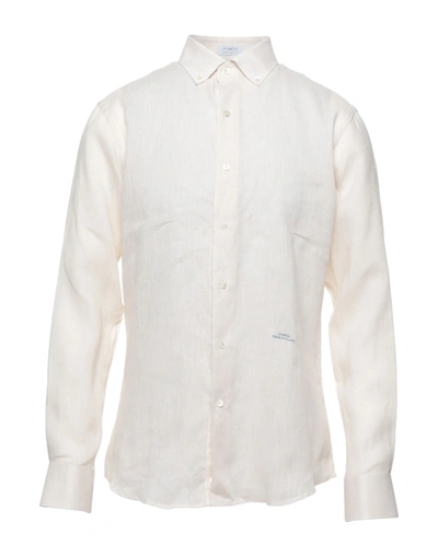 Shop Malo Man Shirt Ivory Size 16 Linen In White