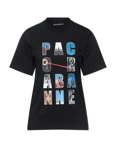 Shop Rabanne Woman T-shirt Black Size M Organic Cotton