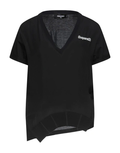 Shop Dsquared2 Woman T-shirt Black Size Xs Cotton, Silk