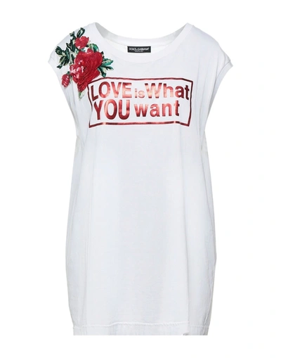 Shop Dolce & Gabbana Woman T-shirt White Size 6 Cotton, Pvc - Polyvinyl Chloride, Viscose, Silk, Glass
