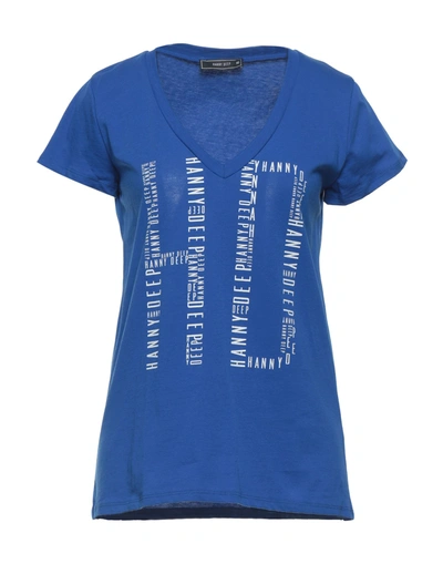 Shop Hanny Deep Woman T-shirt Blue Size L Cotton