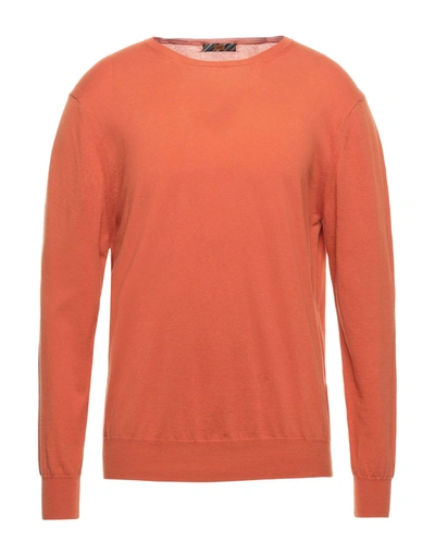 Shop Hōsio Man Sweater Rust Size Xxl Cotton In Red