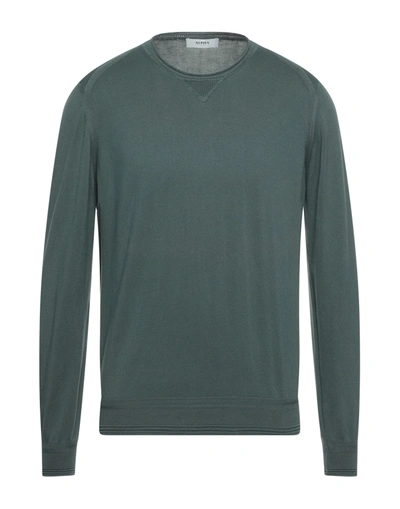 Shop Alpha Studio Man Sweater Military Green Size 36 Cotton