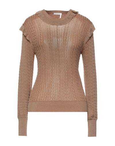 Shop Chloé Woman Sweater Camel Size M Viscose, Polyester In Beige